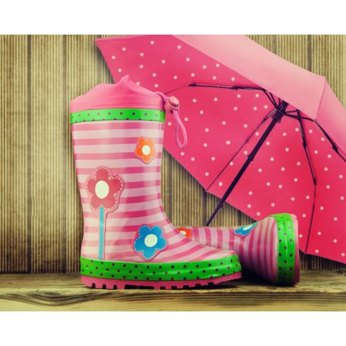 bottes de pluie et parapluie